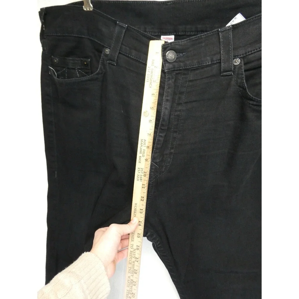 True Religion Jeans Mens Size 38x28 Black Ricky Slim‎ Drop Rise Stretch Denim